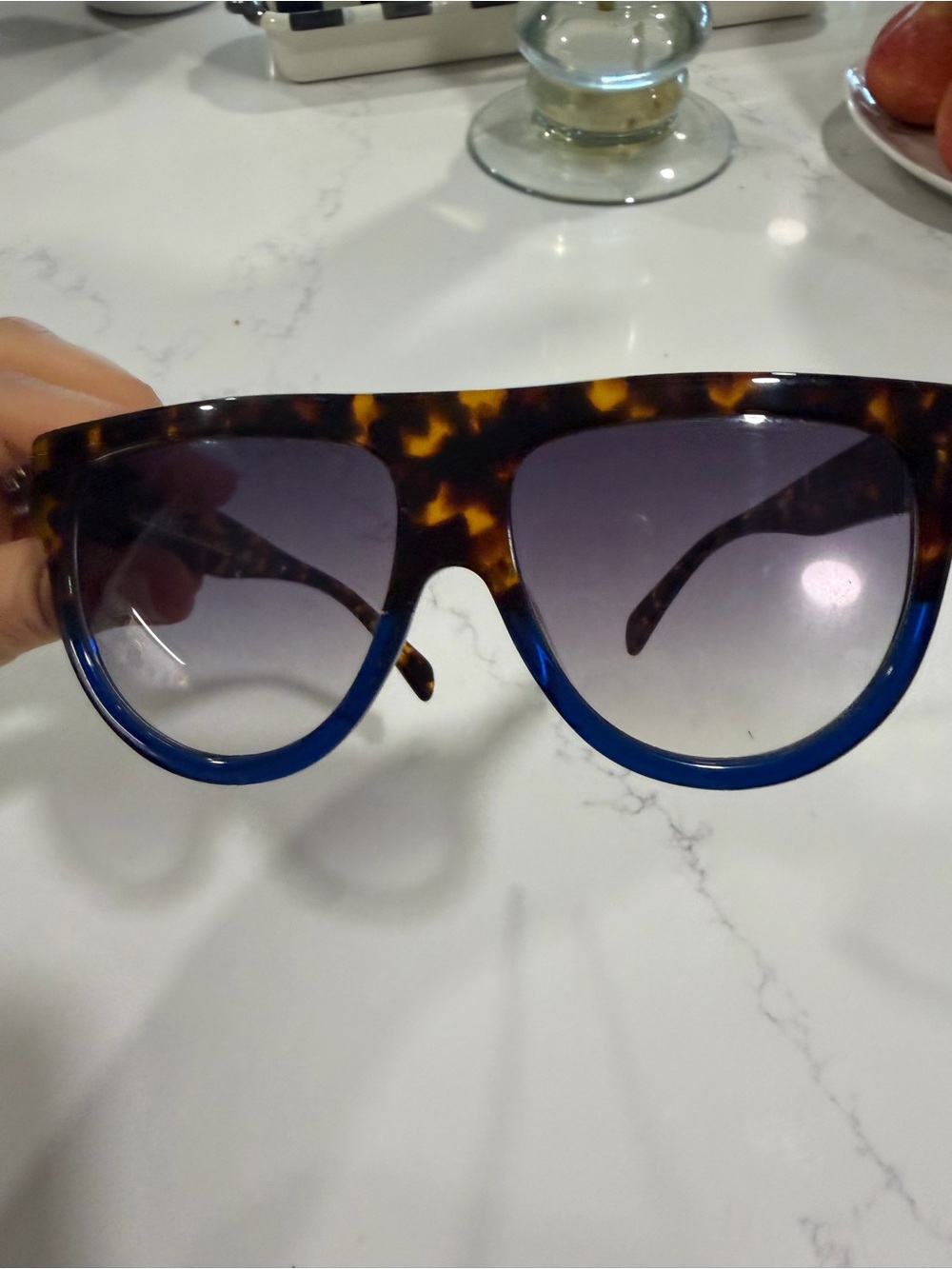 Celine Tortoiseshell and Blue Shield Sunglasses